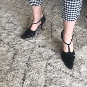 Emporio Armani Black Suede 3-Slit 3.5” Stilettos